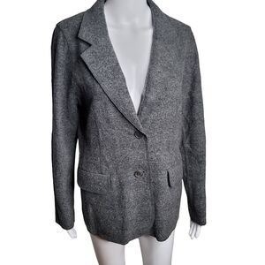 Talbots Wool Blazer Sweater Jacket Grey Size 10